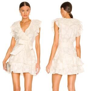 Veronica Beard Mahita Silk Cotton Organza Mini Dress‎ Ecru Size 10 NWT
